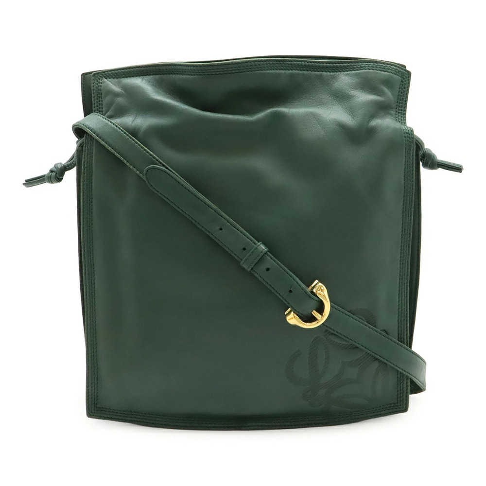 Loewe Flamenco Anagram Crossbody Bag Drawstring Nappa Leather Green